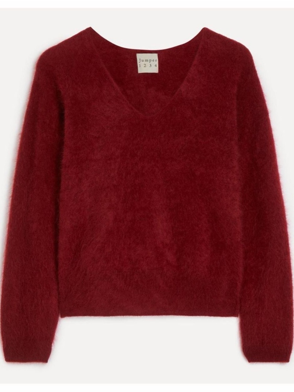2 / 6 medium Jumper 1234 Rouge Brushed Cashmere V-Neck sweater Red